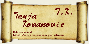 Tanja Komanović vizit kartica